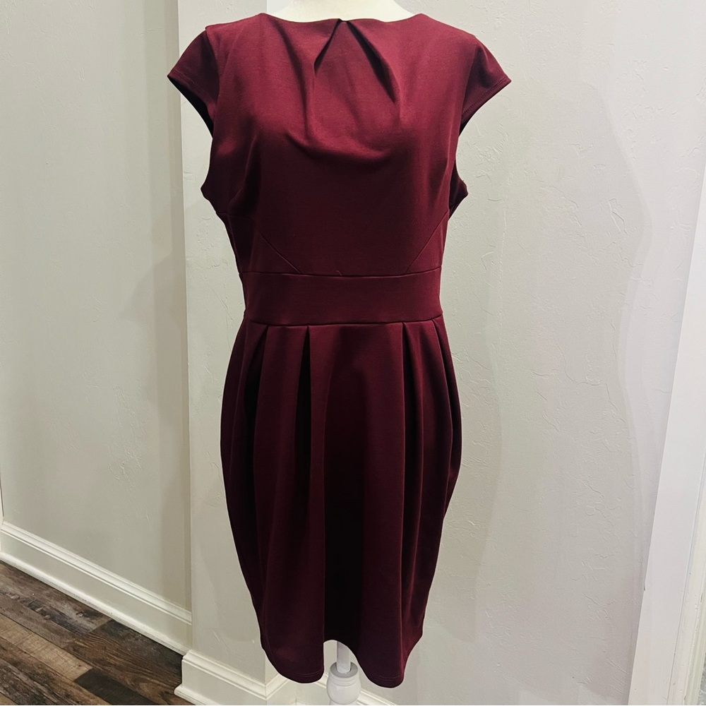 Dorothy Perkins Burgundy Pencil Dress Size 12 16uk - Picture 1 of 4